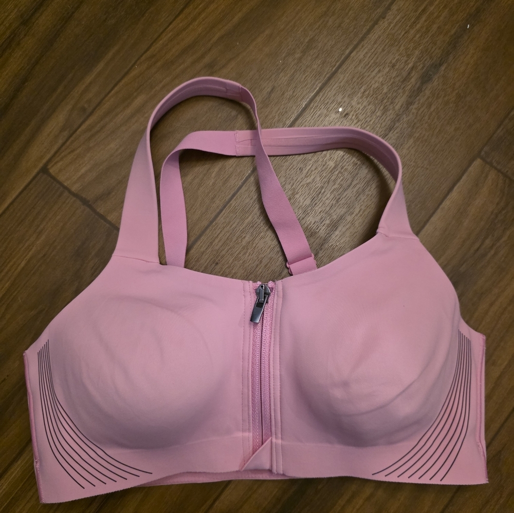 VSX Pink Sport Knockout Bra Zip Front 32C Pink Sugar
